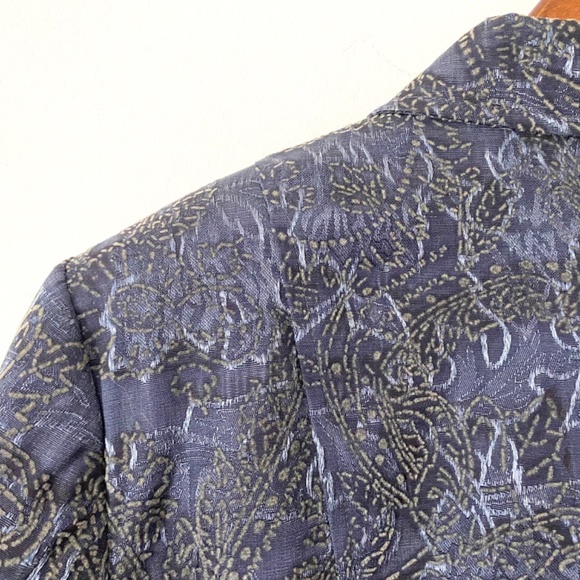 90’s Vintage Blue Cotton Brocade Jacket, Ingenuity Winter Fashion Coat Canada - Picture 6 of 10